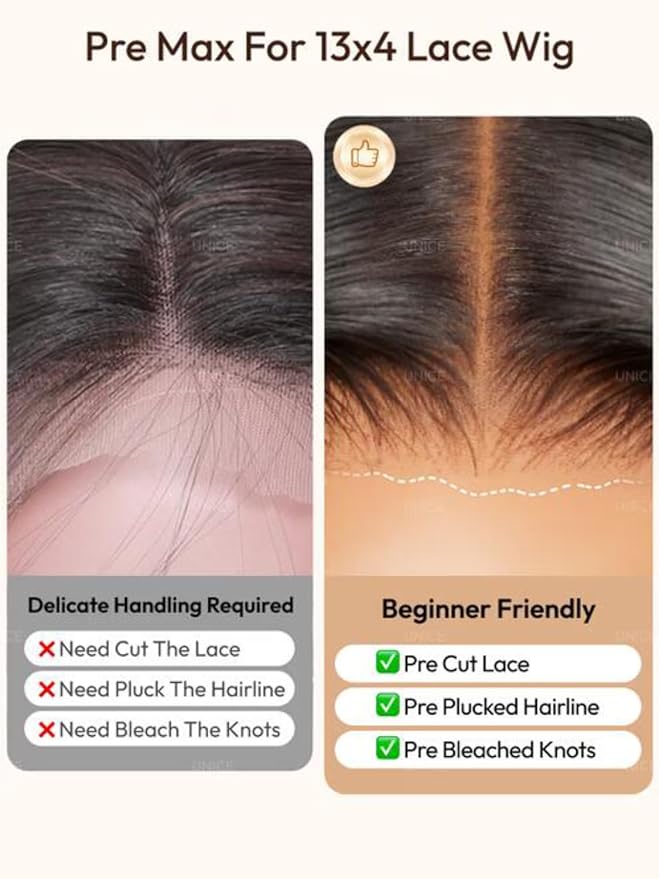 KLAIYI Ombre Highlight Blonde Water Wave Glueless Pre Everything 13x4 Lace Front Wigs Human Hair Drawstring Pre Plucked Pre Bleached Bye Bye Knots Curly Wig with Dark Roots Ready to Wear and Go 24Inch
