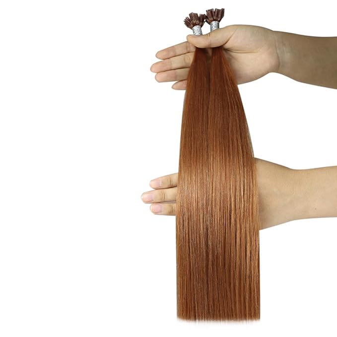YoungSee U Tip Hair Extensions Copper UTip Hair Extensions Human Hair Copper Silky Straight 16In 50s/50G