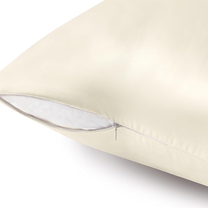 BEDELITE Satin Pillowcase with Zipper 4 Pack, Beige Pillow Cases Queen Size, Super Soft and Cooling Similar to Silk Pillow Cases, Gift for Women Men(20x30 Inches)
