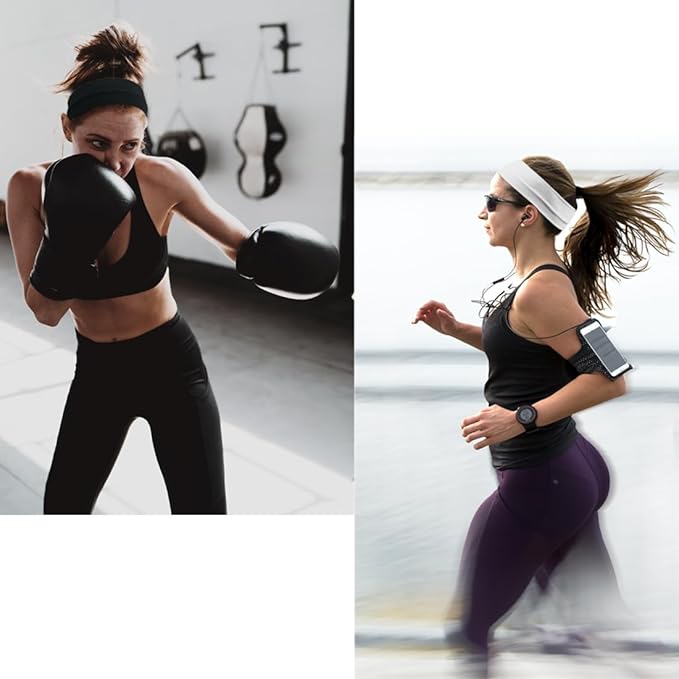 Headbands For Women 12 Pack Sweat Headband Yoga Black White Gray Elastic Head Bands Women's Hair Band Workout Hairbands Accessories