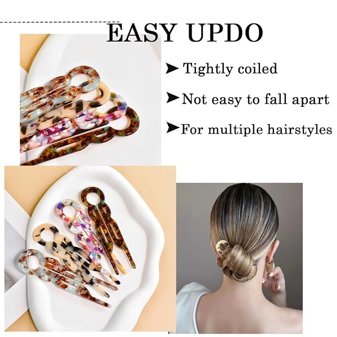 6PCS French Hair Pin for Women,U-Shaped French Pin Flat Hair Clips Hair Styling Pins for Thin Thick Hair,Strong Hold Hair Fork for Buns