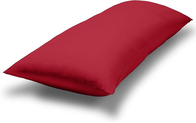 Bare Home Microfiber Body Pillow Cover - Ultra Soft - Cooling Pillowcase - Double Brushed - Pillowcase with Zipper Closure - Easy Care (21''x54'' Body Pillow Cover, Red)