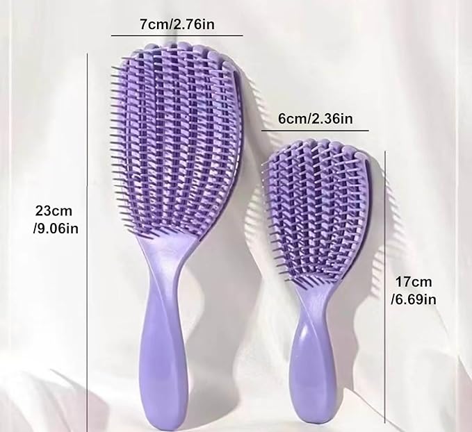 Hair Brush for Afro American/African Hair Textured Professional Curved Vented Brush Wet Dry Curly Hairbrush Detangling Massage Hairdressing Comb (Purple, Small)