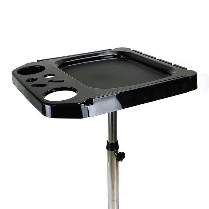 Aluminium Salon Instrument Tray, Height Adjustable Trolley Cart Tray Station on Wheels for Salon Tattoo Spa Beauty Service Holder Tool Storage (Silver,Style 4)