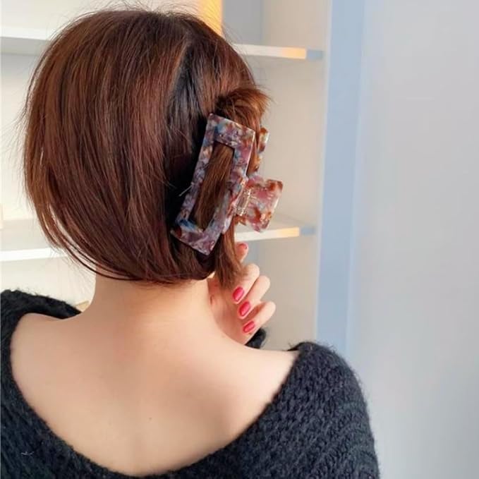 Large Tortoise Shell Claw Clip 4.1 Inch Cellulose Acetate Hair Claw, 2 Pack Banana Clips Hair Claw Clips for Thick Curly Hair, Hair Jaw Clamp Fashion Hair Accessories for Women Ladies