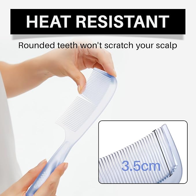 RHOS Detangler Hair Comb for Women and Men-Wide Tooth Comb for Curly,Thick,Wavy,Long Hair,Large Tooth Detangling Comb for Wet and Dry Hair-Styling Essentials Round Handle Hairdressing Comb(Blue)