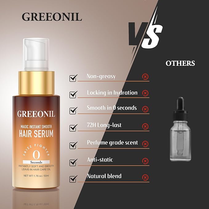 Hair Serum for Frizzy Hair with Hair Scalp Massager Shampoo Brush - Anti Frizz Serum Shine and Gloss Treatment with Marula Oil, Squalane, Vitamin E, Olive, For All Hair Types