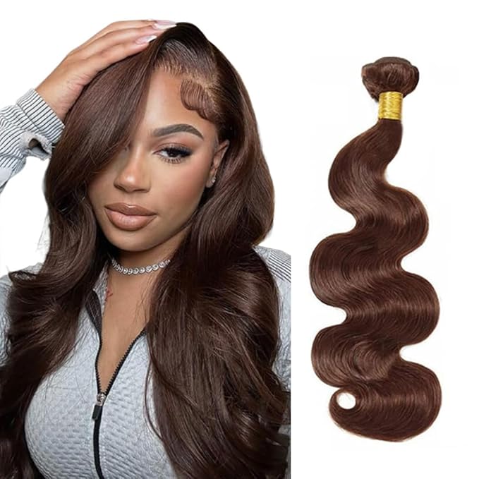 Brown Bundles Human Hair Color 4 Body Wave Bundles 20 Inch Brazilian Virgin Remy Hair Extensions Niegmeag Double Weft Chocolate Brown Body Wave Bundle Hair Weave 100g