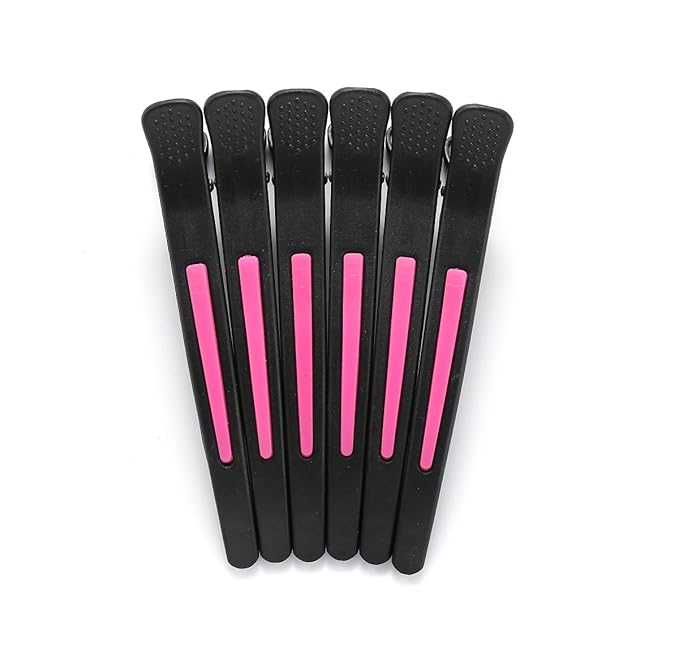 6Pcs/set Pinup Plastic Duck Bill Hair Clips for Sectioning Hair - Professional Non Slip Silicone band Clips Salon DIY Accessories Hairpins Hairgrip for Women(Blcak-Style1)