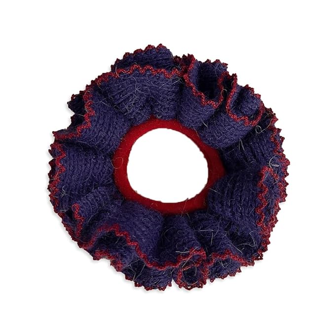 2 Pcs Soft Fabric Scrunchies for Hair,3.9 inch Medium Elastic Hair Ties Ropes Crochet Knit Silky Scrunchie for Women-Navy Blue