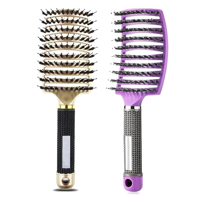 Magical Ultra Detangling Brush for Wet or Dry Hair, Detangler Brush, Fast Drying Styling Massage Hairbrush for Men, Women and Kids (2pcsRainbow-E)