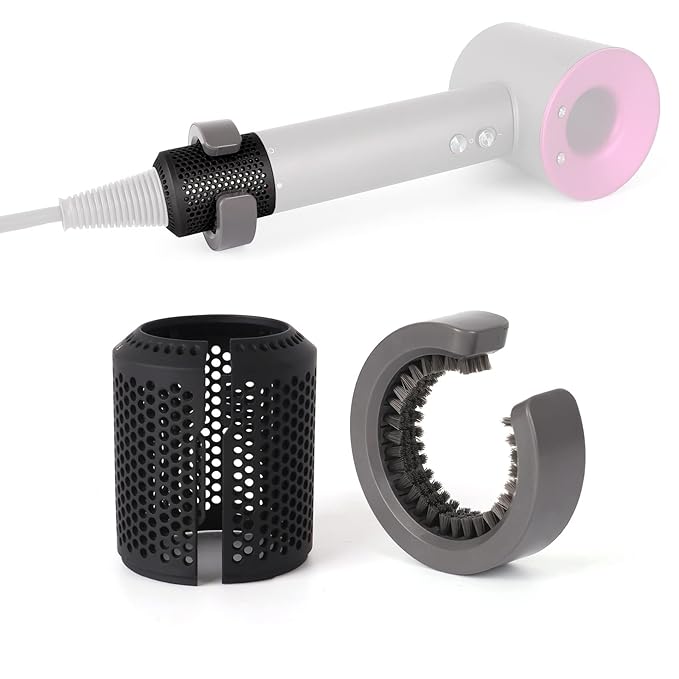 Upgraded Hair Dryer Filter Mesh Replacement for Dyson Supersonic HD01 HD03 HD08 Hair Dryer Attachment, Hair Dryer Outer Filter Cage with Filter Cleaning Brush (Black)