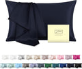 Mulberry Silk Pillowcase for Hair and Skin Pillow Case with Hidden Zipper Soft Breathable Smooth Cooling Silk Pillow Covers for Sleeping (Navy Blue, King（20"X 36"）)