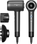 Hair Dryer, Wavytalk Turblow Pro Fast Drying Blow Dryer with Diffuser, High Speed Hair Dryer with 110,000 RPM, Pro Negative Ions for Reduces Damage, Frizz Smoothing, 3 Speeds & 3 Temps, Matte Grey