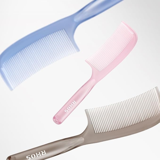 RHOS Detangler Hair Comb for Women and Men-Wide Tooth Comb for Curly,Thick,Wavy,Long Hair,Large Tooth Detangling Comb for Wet and Dry Hair-Styling Essentials Round Handle Hairdressing Comb(Pink)