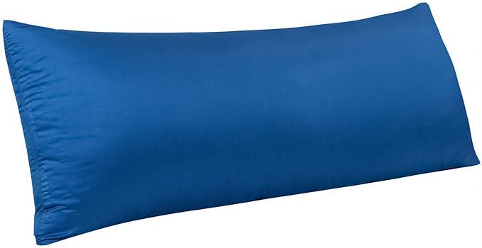 NTBAY Zippered Satin Body Pillow Pillowcase, Silky Slip Cooling Body Pillow Cover, Long Side Hidden Zipper, 20x54 Inches, Royal Blue