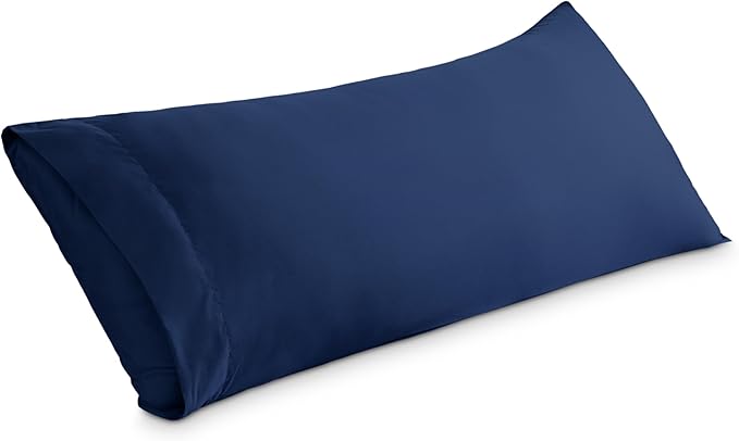 Bare Home Microfiber Body Pillow Cover - Ultra Soft & Cooling - Double Brushed - Envelope Closure - Easy Care (20''x54'' Body Pillow Cover, Dark Blue)