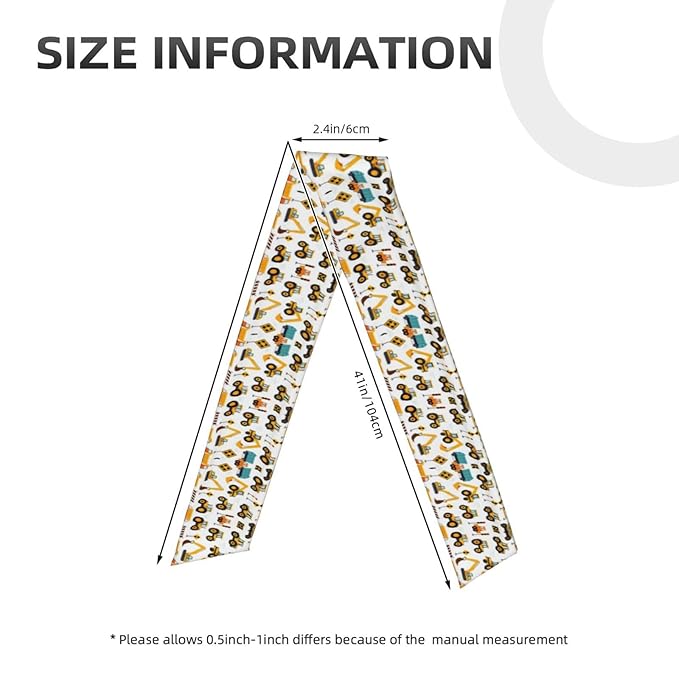 Boys Girls Cool Sports Sweat Band Head Decor for Running Athletic Spa, Long Multipurpose Cute Construction Bulldozer Excavator Head Ribbon Headdress