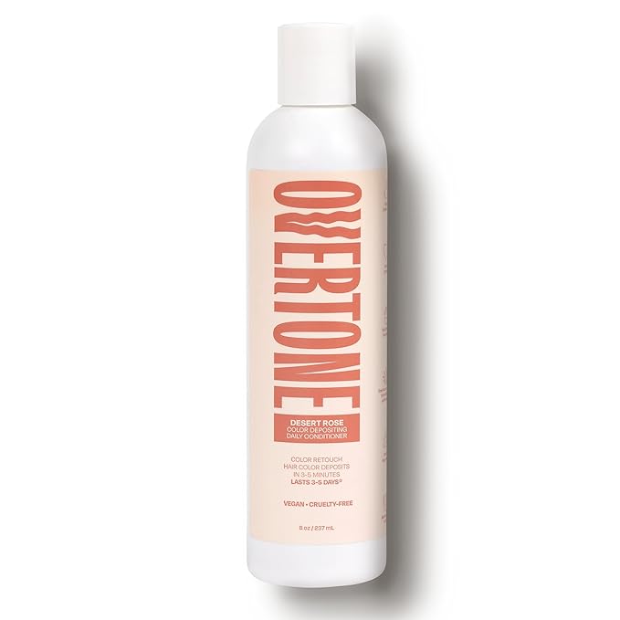 Overtone Daily Color Depositing Conditioner, Desert Rose, 8 oz, Hydrating, Damage-Free Temporary Hair Color for All Hair Types with Shea Butter & Coconut Oil, Vegan & Cruelty-Free.