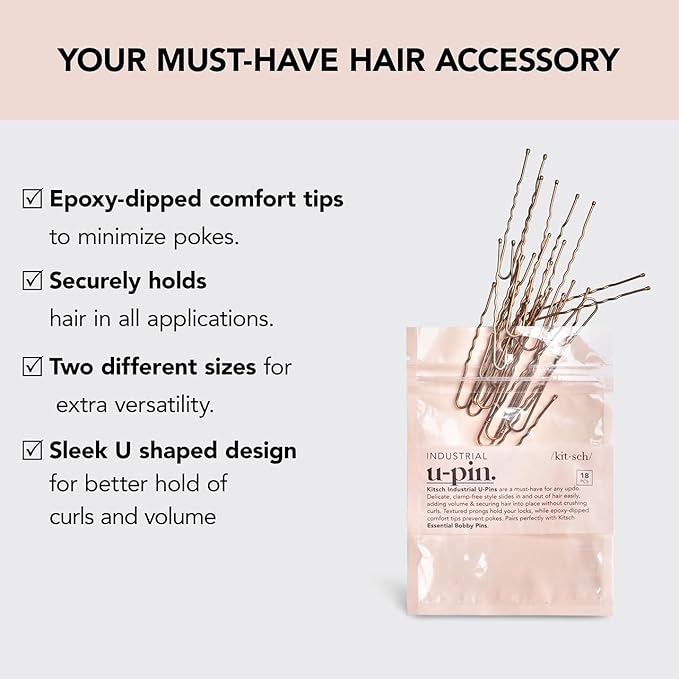Kitsch U Shaped Hair Pins for Girls, Teens & Women | Hairpin Perfect for Updos, Ballet Buns & Wig Styling | Ideal Gifts for Women - 3 Inches & 2.5 Inches, Brown, 18Pcs