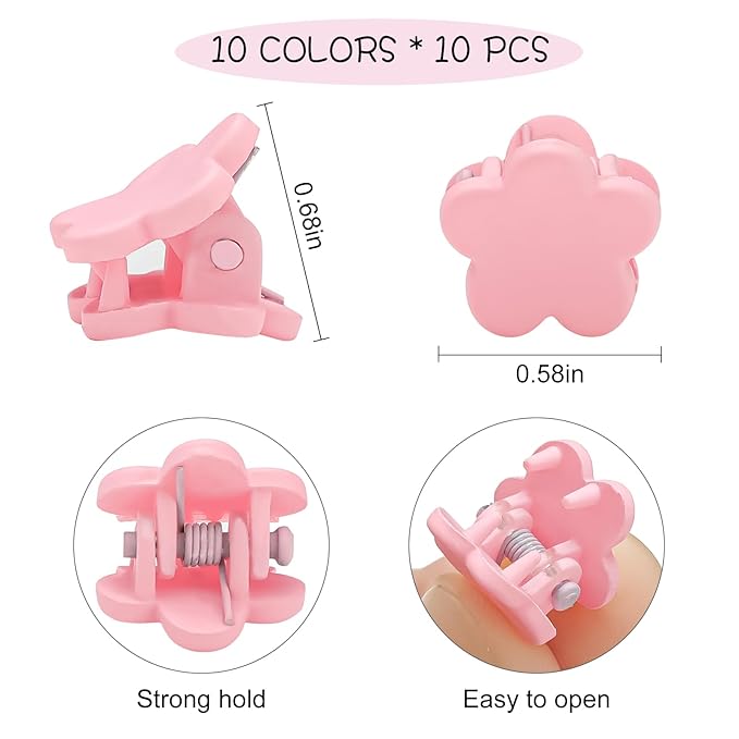 Mini Flower Hair Clips, Baby Hair Clips Mini Claw Clips Cute Jaw Clips Hair Pins Hair Barrettes Toddler Hair Accessories for Women Girls Kids Teens 100Pcs Colorful