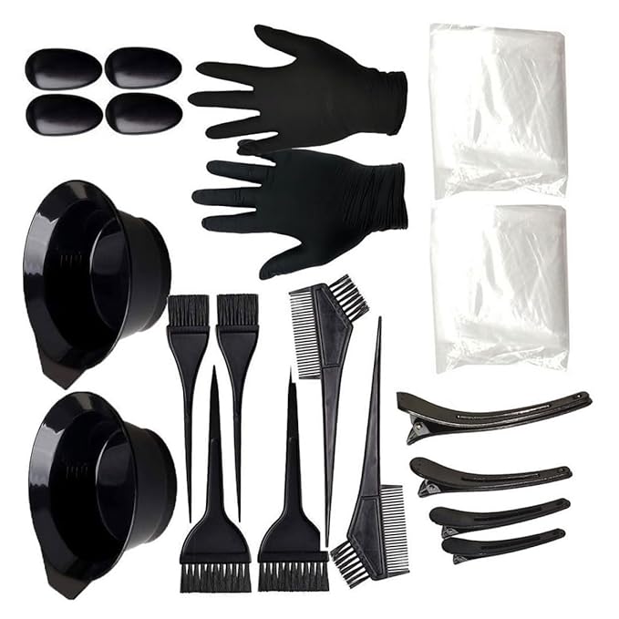 Hair Dye Tools Kit Hairdressing Brush Comb Earmuffs Mixing Bowl Hair Coloring Tools Set 22PCS