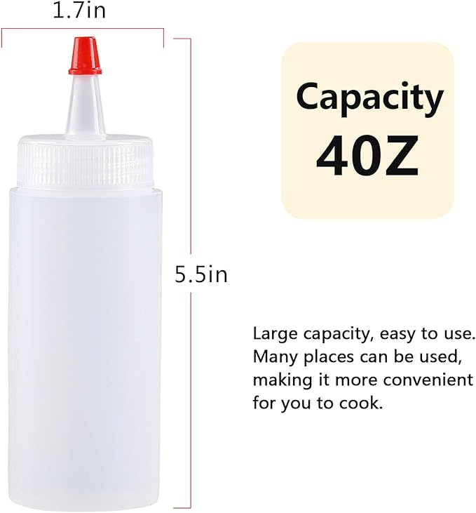 Squeeze Bottle, Shekure 30Pcs 4 Oz Premium Food Grade Plastic Bottles with Squeeze Top Caps Include 2 Labels and 1 Pen for Icing Cookie Decorating Sauces Condiments Arts Crafts BPA Free
