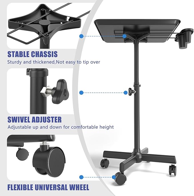 Salon Tray Cart on Wheels with Storage Platform, Adjustable Height Hair Stylist Tray, Premium Iron Tattoo Tray, Suitable for Salon and SPA Use