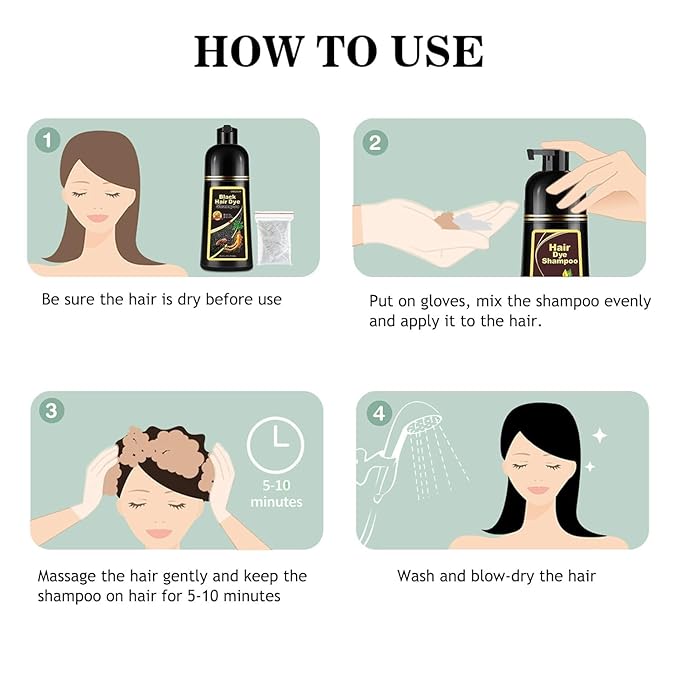 Natural Chestnut Brown Hair Dye Shampoo 3 in 1, Instant Brown Hair Shampoo, Hair Color Shampoo, Shampoo Para Canas Mejur & Champu Para Canas, Shampoo Hair Dye (Chestnut Brown)