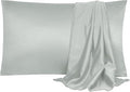 uxcell 2 Pack Silk Satin Pillowcase for Hair and Skin, Cool, Silky, Soft Breathable Pillow Cases Queen Size 20x30 Inch Sateen Pillowcase Light Gray with Envelope Closure