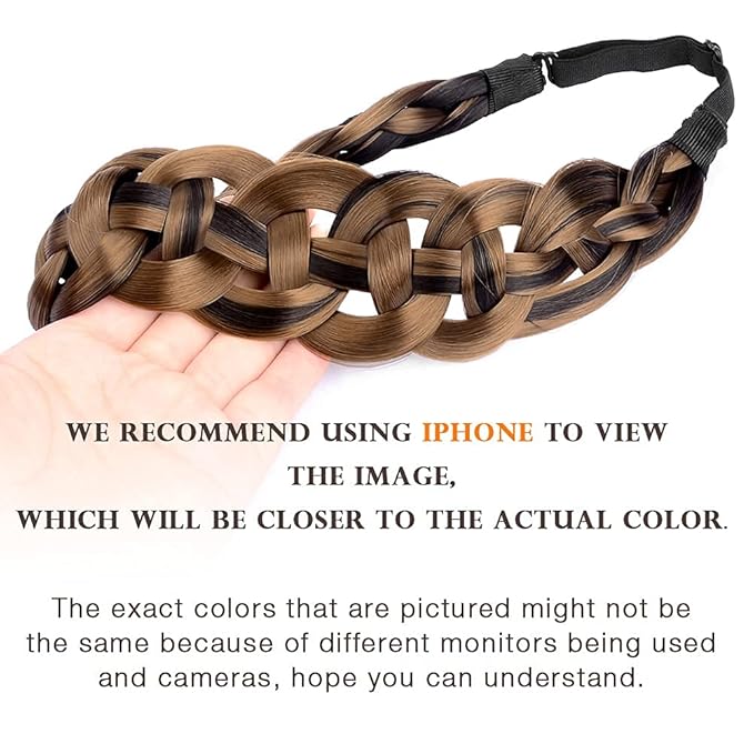 DIGUAN Hollow out Synthetic Hair Braided Headband Hairpiece Women Girl Beauty accessory for Women (Chocolate Toast)
