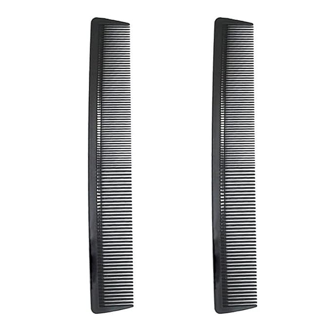 Avenoir Carbon Fiber Cutting Comb - Professional 8.3" Anti-Static Heat Resistant Fine and Wide Tooth Comb for All Hair Types, 2 Pack