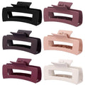 4 Inch Big Hair Claw Clips 6 Pcs Large Claw for Thick Hair Square Hair Clips for Women Rectangle Hair Clips Nonslip Acrylic Banana Jaw Clips Hair Accessories for Girls (Brown Scarlet)