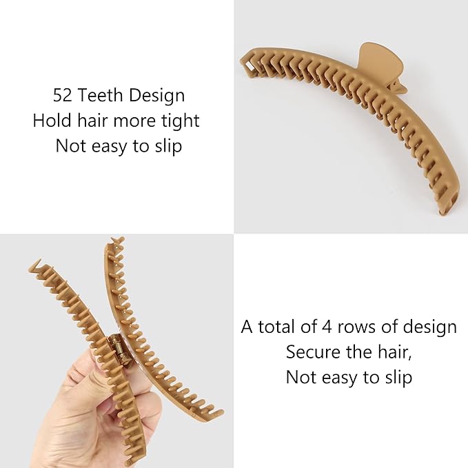 Hold Everything Hair Claw Clip for Thick and Thin Hair Big Hair Barrettes for Women and Girls Straight Wavy and Curly Hair Strong Hold Claw Clip With 52 teeth Banana Clips (new 7-Color)