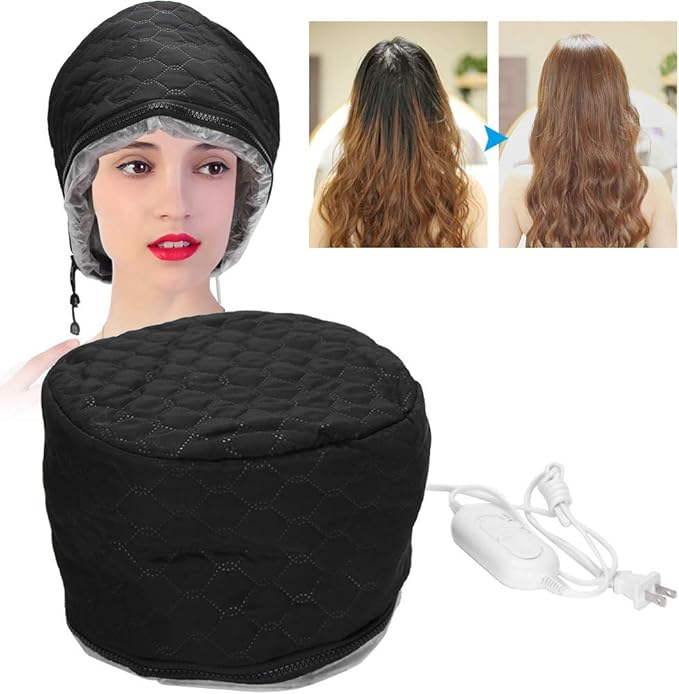 Electric Hair Cap, Thermal Cap Hair Steamer Cap Hair Care Hat Adjustable Hot Oil Treatment Hat with 3 Mode Temperature Control for Home Hair Spa