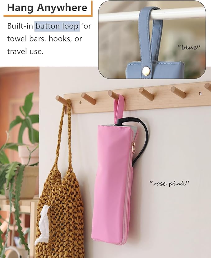 Lifeplus Holder & Mat for Hot Tools, Curling Iron Flat Iron Heat Resistant Hair Tools Travel Bag - Ideal for Home, Travel, Gift (Pink)
