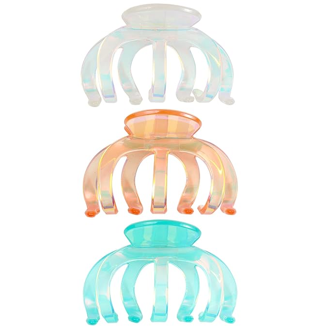 Extra Large Hair Clips for Women - Cute Octopus Claw Clips for Thick Hair, Unbreakable Jumbo Hair Claw Clamps Accessories - 3 PCS (Colorful)