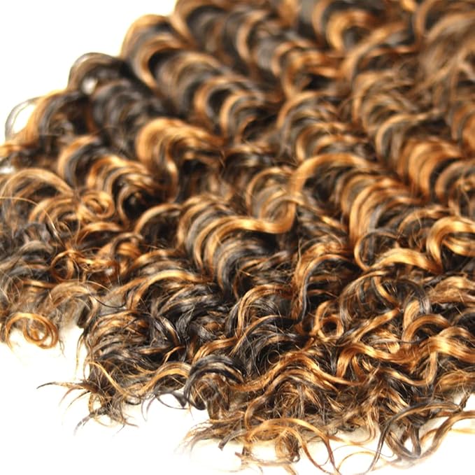 Highlight Bundles Human Hair P1B30 Deep Wave Bundle Brazilian Virgin Remy Hair 3 Bundles 12 14 16 Inch Niegmeag Double Weft 2 Tone Black and Light Brown Deep Wave Bundle