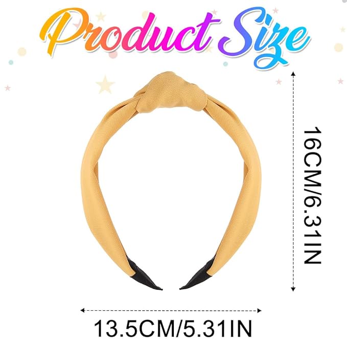 Wide Knotted Headbands, Non-Slip Hair Accessories for Women, 4-Pack (Brown Ginger Sage Green Mint)