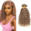 Ash Blonde Water Wave Bundles Human Hair Color #22 Bundle Niegmeag Brazilian Virgin Remy Hair 3 Bundles 24 26 28 Inch #22 Blonde Wet and Wavy Bundle