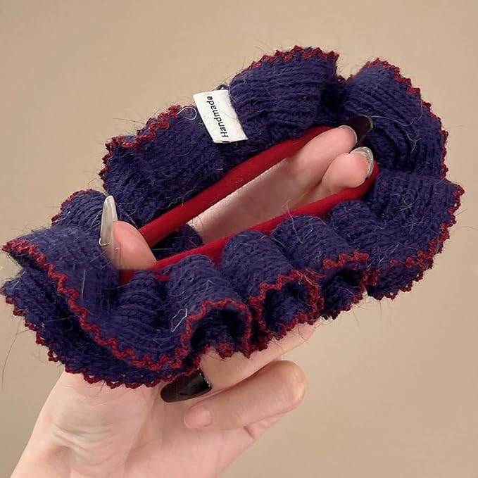 2 Pcs Soft Fabric Scrunchies for Hair,3.9 inch Medium Elastic Hair Ties Ropes Crochet Knit Silky Scrunchie for Women-Pink