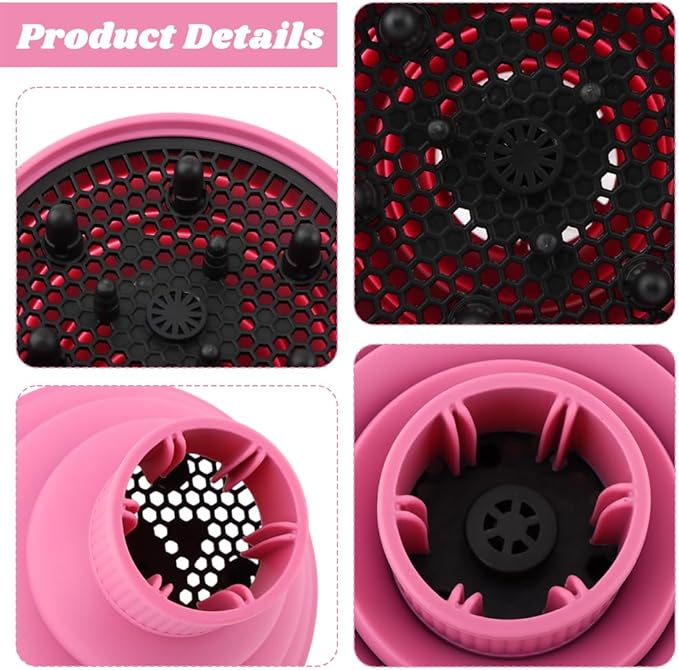 Universal Foldable Hair Dryer Diffuser, Travel Hair Dryer Diffuser Attachment with Comb, Portable Hairs Diffusers Blow Dryers Attachment for Natural Thick Hairs(Color:Pink)