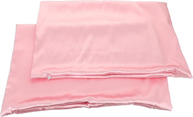 TOYANDONA 2pcs High-Density Faux Silk Pillowcase with Hidden Zipper Soft Smooth Travel and Home Pillow Cover for Hair Protection and Skin Care Lightweight Pink