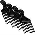Plastic Hair Pick Comb – Wide Tooth Afro Lift Picks - Pack of 4 Combs - 5.25 Inch - for Styling Lifting Detangling Adding Volume for Long Curly and Thick Hair, Wigs and Beards for Men & Women