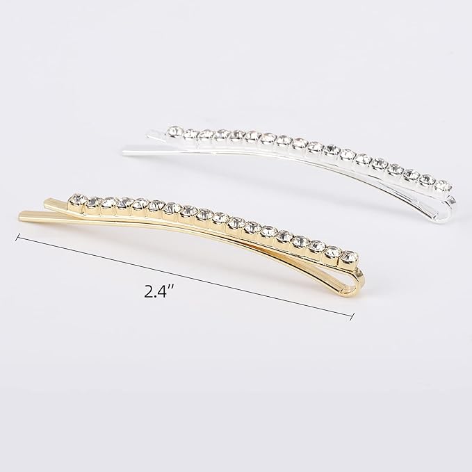 20 Pieces Rhinestone Bobby Pins Crystal Hair Clips Gold and Silver Diamond Hair Pin Sparkling Hair Barettes Sytling Decorative Accessories for Women and Girls