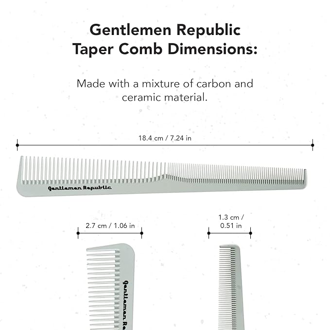 Gentlemen Republic Taper Comb for Fades, Blending and Men Hair Cuts – Soft Round Tips, Soft Touch, Strong Teeth with Strong Body – Made for Barbers, at-home Grooming and Styling