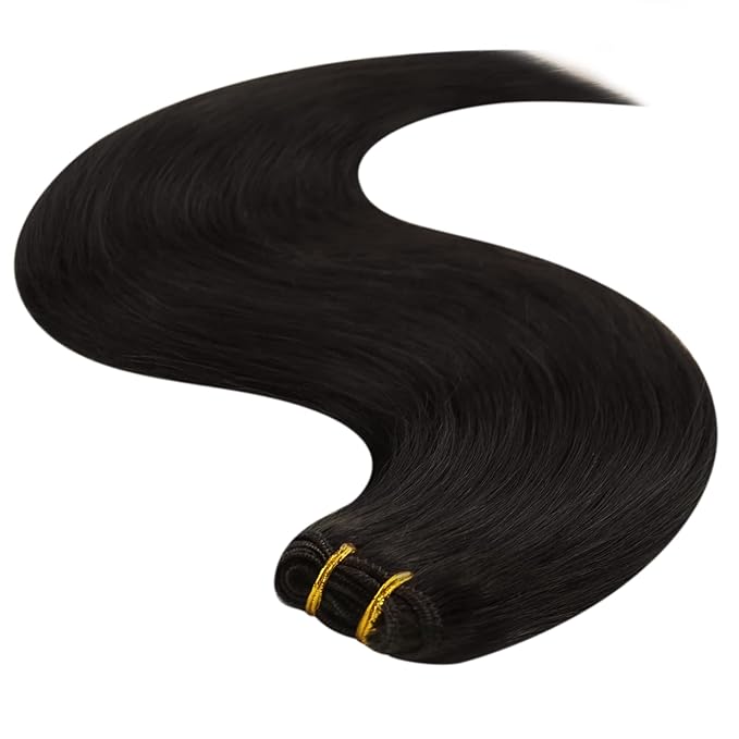 YoungSee Human Hair Sew in Extensions Darkest Brown Weft Extensions Long Straight Hair Sew in Bundles Human Hair Dark Brown 22Inch 100G