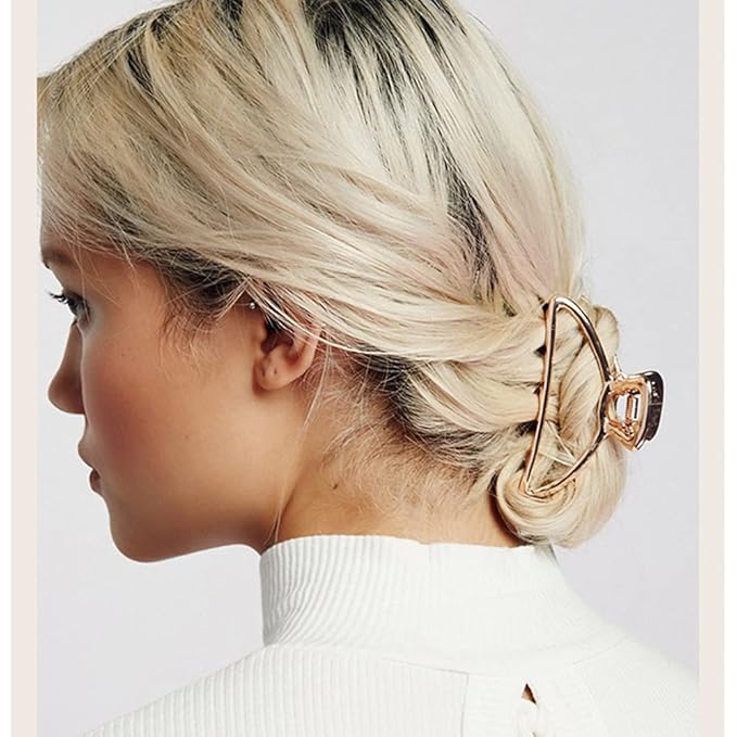 4 Pieces Metal Hair Claw Clips Set, 3 Inches Large Size Hair Catch Barrette Jaw Clamp Half Bun Hairpins for Women, Hair Accessories