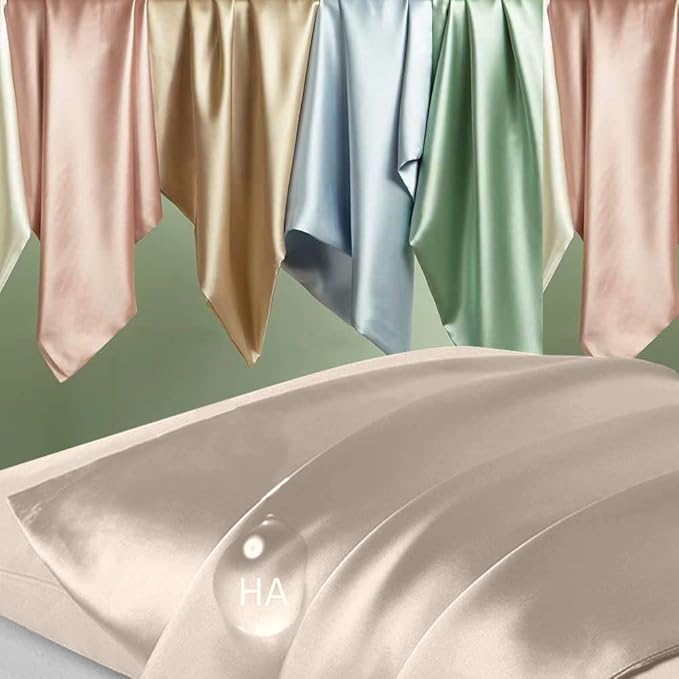Silk Pillowcase for Hair and Skin, Mulberry Silk Pillow Cases Queen Size, Anti Acne Cooling Beauty Sleep Both Sides Natural Silk Satin Pillowcases with Hidden Zipper, Gifts for Women Men, Champagne