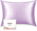 Adubor Mulberry Silk Pillowcase for Hair and Skin with Hidden Zipper, Both Side 23 Momme Silk, 900 Thread Count (20x36 inches, King Size, Light Purple, 1pc)